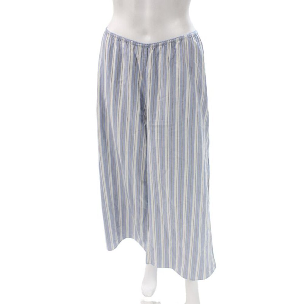 Doen Women Cropped Striped Cotton Pants Blue Size 2XL